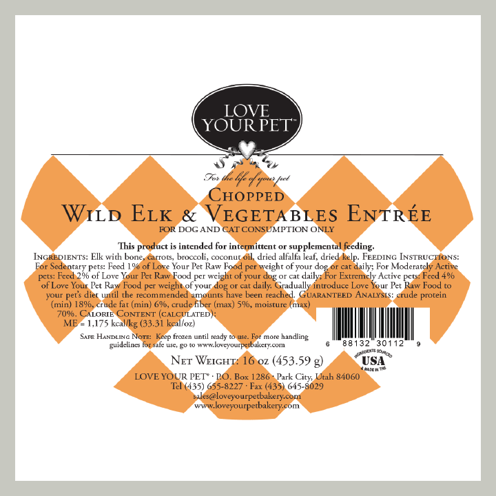 Chopped Wild Elk and Vegetables Entree